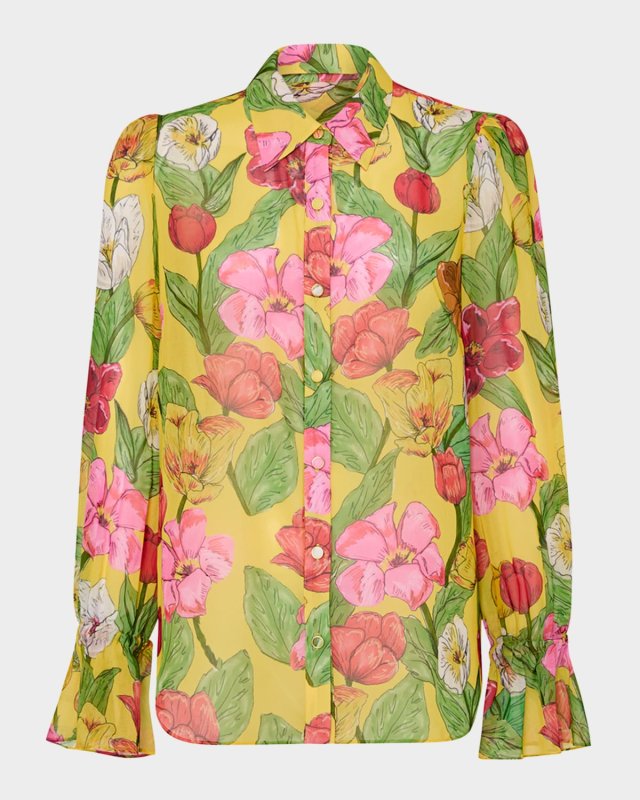 Lacey Lightweight Floral-Print Blouse